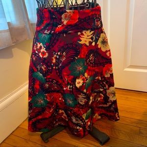 LuLaRoe Azure Skirt Red Tropical Print